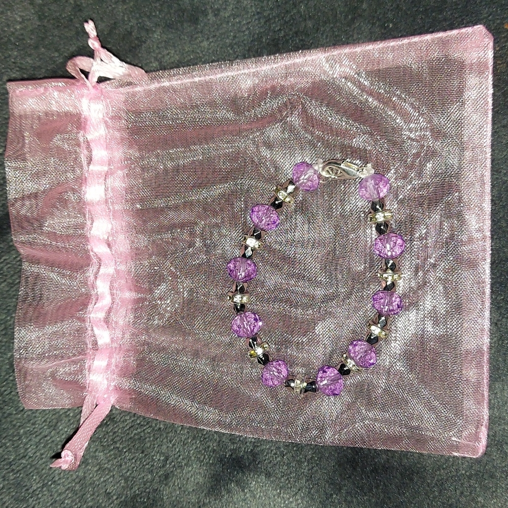 Purple and silver baby bracelet